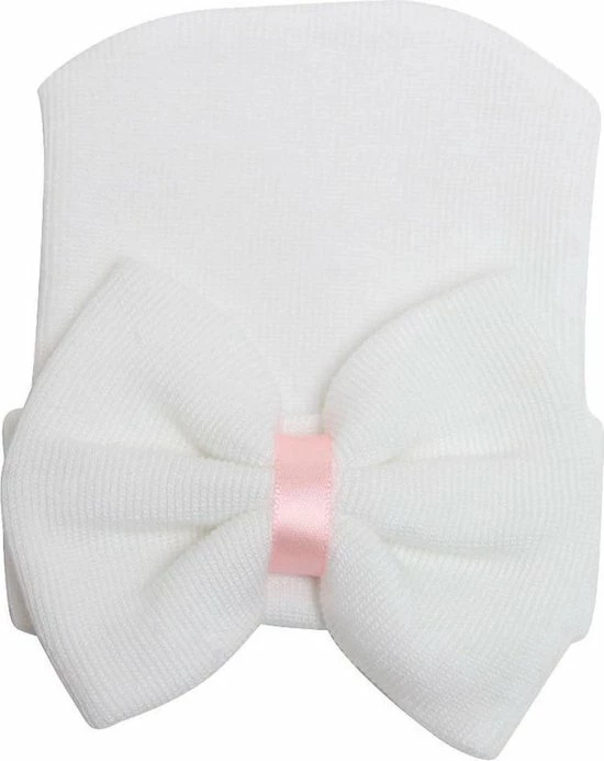 Babysweet Pasgeboren Babymutsje In Het Wit Met Strikje- Babyborn Muts - Babymuts Met Handschoenen - Meisjes - Roze - Newborn Muts 5 Babysweet Pasgeboren Babymutsje In Het Wit Met Strikje- Babyborn Muts - Babymuts Met Handschoenen - Meisjes - Roze - Newborn Muts - Afbeelding 3
