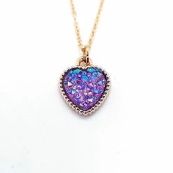 Ketting Meisje- Hartje- Diamant- Paars- Lila- Goud- Kind- LiLaLove