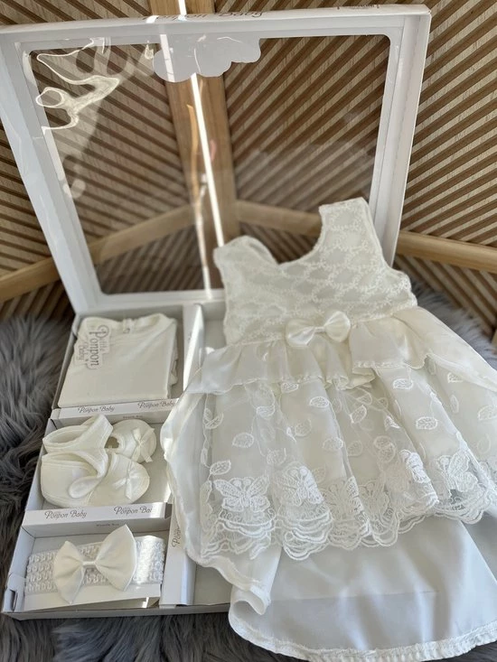 Merkloos Baby Jurk - Doopjurk - Doopkleding -dooppakje- Doopschoentjes- Pasgeboren Baby Jurk-feestjurk Baby's -vlinder Blaadjes Motief-beige/witte Feestjurk 6 Merkloos Baby Jurk - Doopjurk - Doopkleding -dooppakje- Doopschoentjes- Pasgeboren Baby Jurk-feestjurk Baby's -vlinder Blaadjes Motief-beige/witte Feestjurk - Afbeelding 4