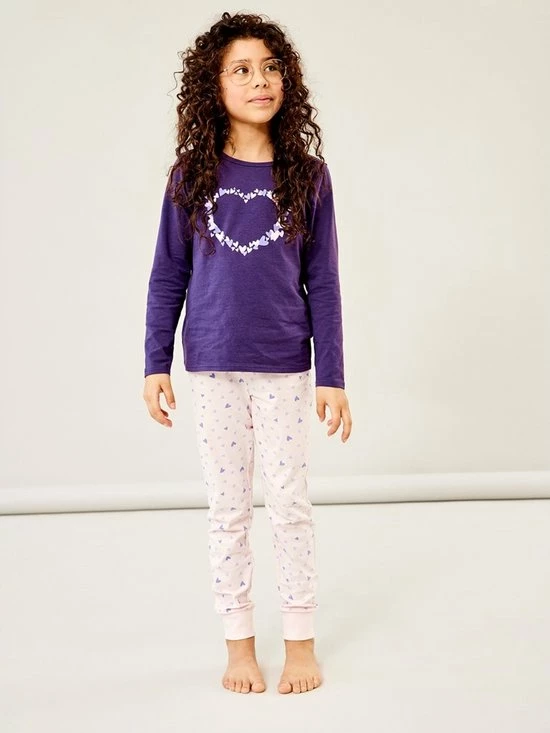 NAME IT NKFNIGHTSET PURPLE HEART NOOS Meisjes Nacht Setje - Maat 122/128 4 NAME IT NKFNIGHTSET PURPLE HEART NOOS Meisjes Nacht Setje - Maat 122/128 - Afbeelding 2