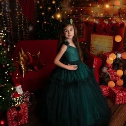 Alternative view of Meetje-Pettiskirts Prinsessenjurk Luxe - Groen - Kerstjurk - Baljurk - Kindergalajurk Wijdt En Lang 104-110