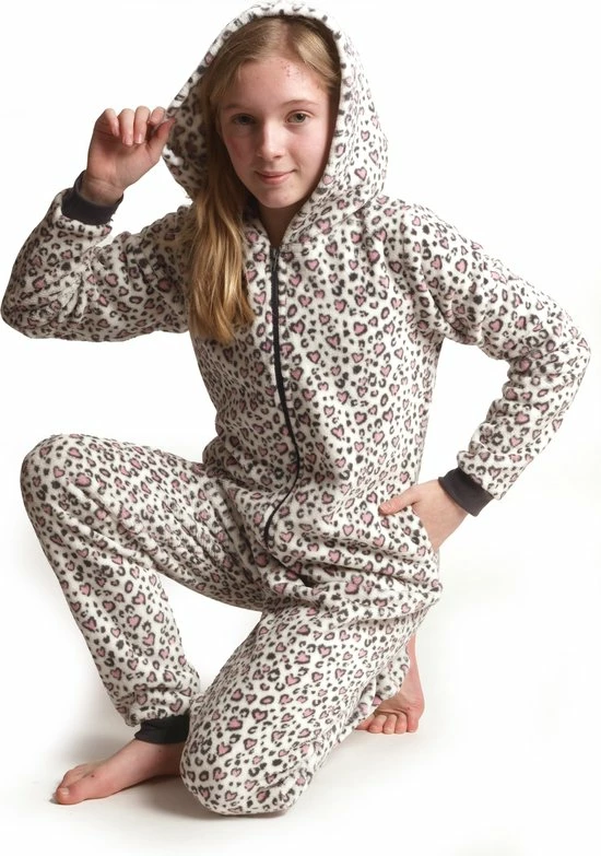 Cocodream Quality Cocodream Meisjes Onesie Fleece | MAAT 164 | Cat Hartjes All-over | Ivoor 4 Cocodream Quality Cocodream Meisjes Onesie Fleece | MAAT 164 | Cat Hartjes All-over | Ivoor - Afbeelding 2
