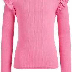 WE Fashion Meisjes T-shirt Met Volants En Ribstructuur - Maat 134/140