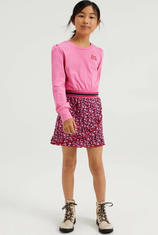 WE Fashion Meisjes Jurk Met Embroidery En Dessin - Maat 146/152 4 WE Fashion Meisjes Jurk Met Embroidery En Dessin - Maat 146/152 - Afbeelding 2