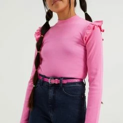 WE Fashion Meisjes T-shirt Met Volants En Ribstructuur - Maat 134/140 -JACK & JONES JUNIOR winkel 550x825 46
