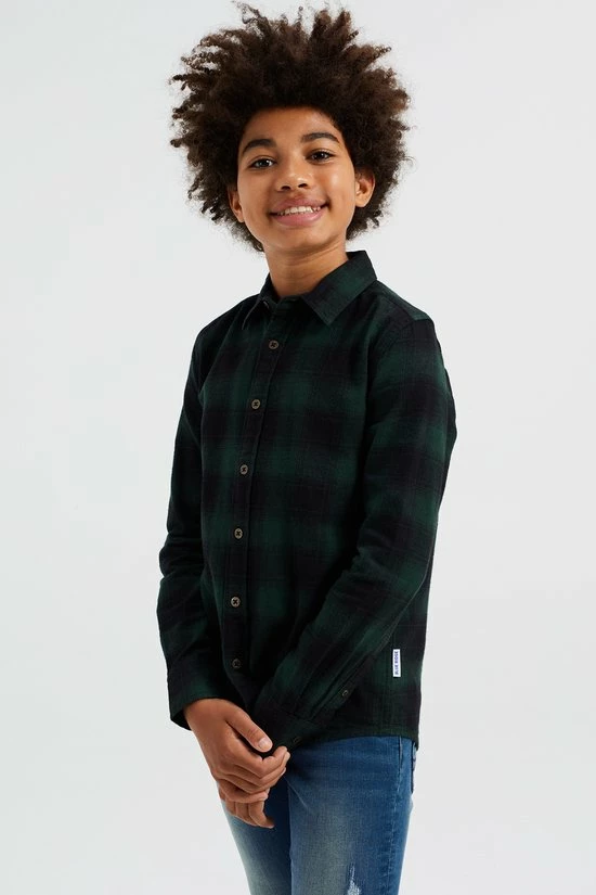 WE Fashion Jongens Geruit Overhemd - Donkergroen - Maat 110/116 5 WE Fashion Jongens Geruit Overhemd - Donkergroen - Maat 110/116 - Afbeelding 3