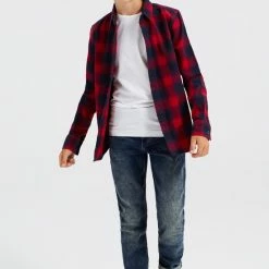 Alternative view of WE Fashion Jongens Geruit Overhemd - Rood - Maat 158/164